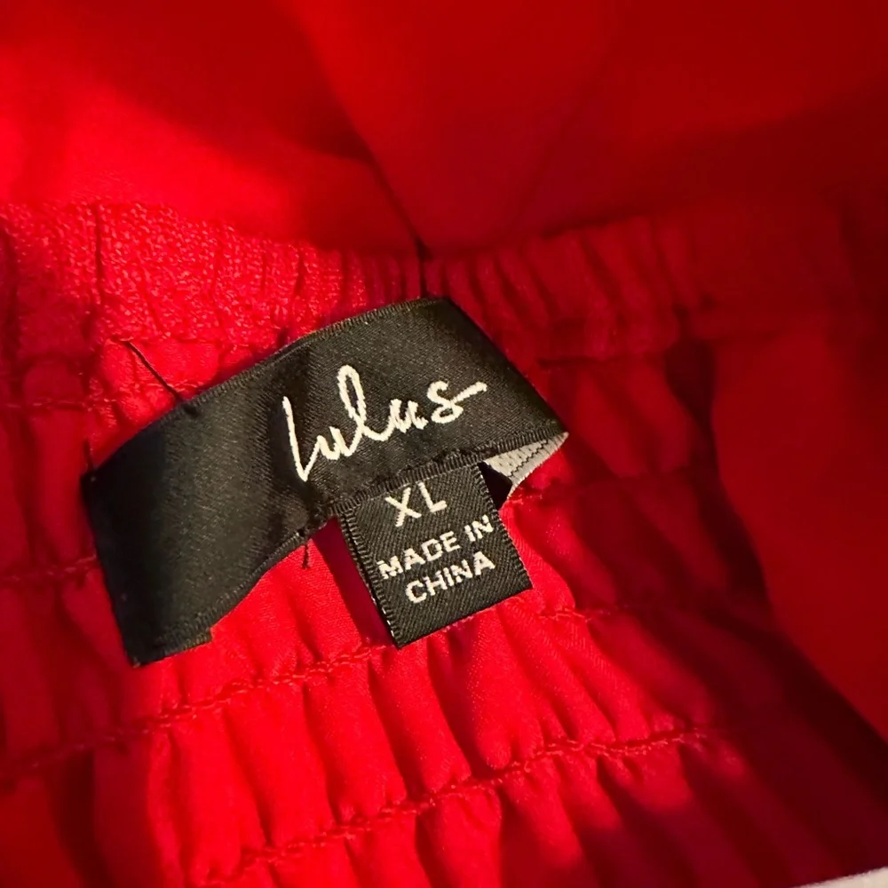 LULUS ~ Elegant Red Halter 2-Piece Wide Leg Pantsuit size XL